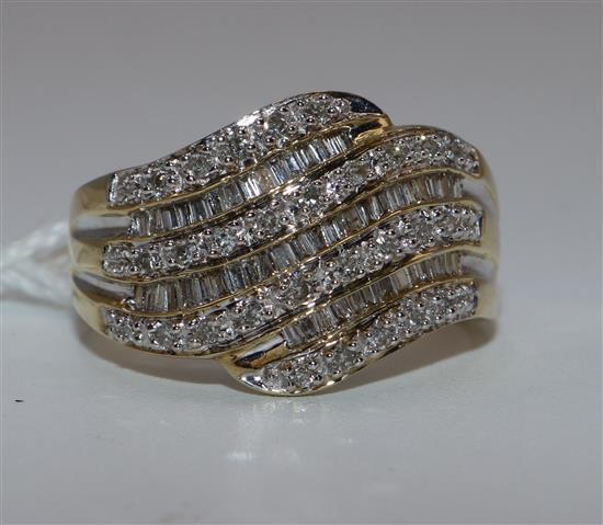 9ct and diamond scroll ring